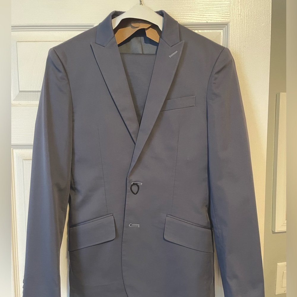 Express Gray/Blue Slim-Fit 2 piece suit